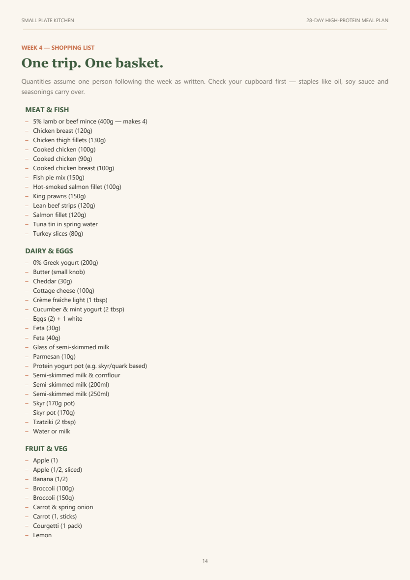Recipe cards with protein and calories